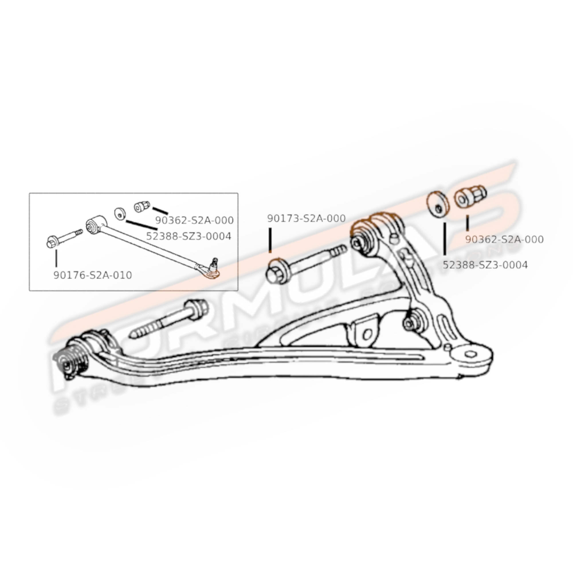 Genuine OEM Honda S2000 Rear Lower Arms Eccentric Hardware Set