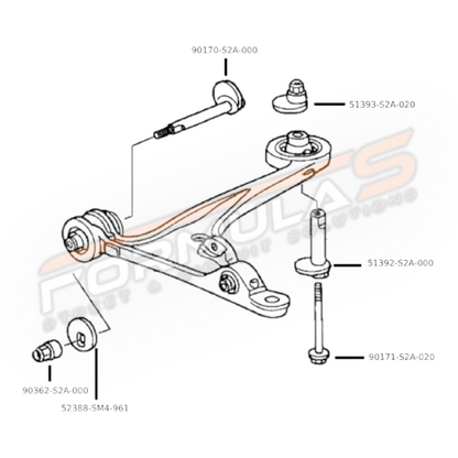 Genuine OEM Honda S2000 Front Lower Arms Eccentric Hardware Set (Left and Right)