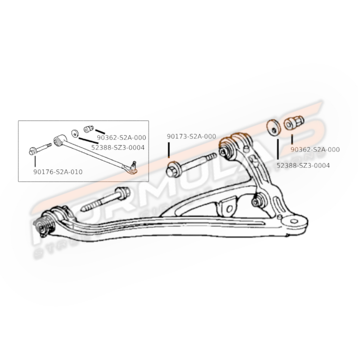 S2000 Rear Lower Control Arm Genuine OEM Honda S2000 Rear Lower Arms Eccentric Hardware Set (Left a ...