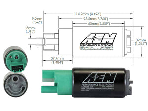 AEM E85 High Flow In Tank Fuel Pump (65mm, Offset Inlet)